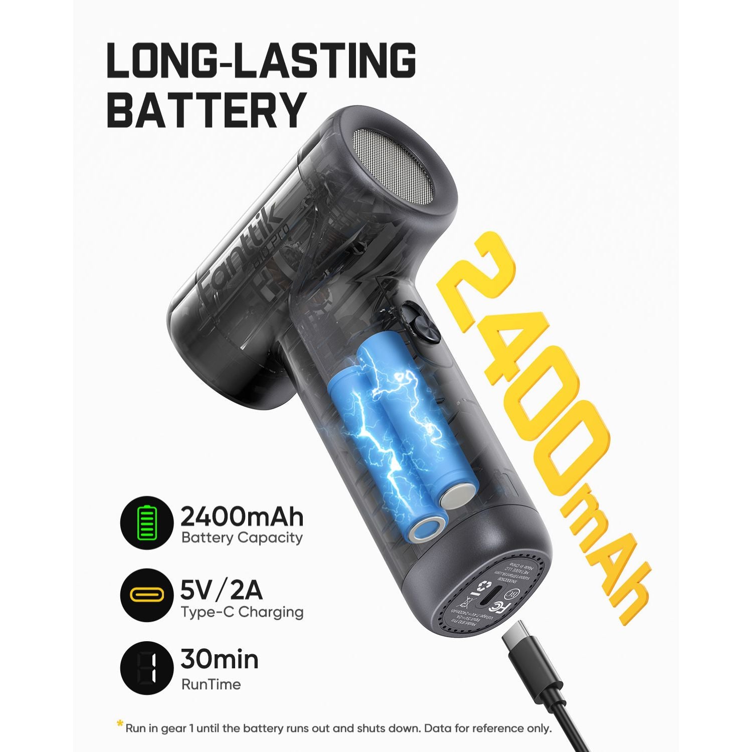 Fanttik B10 Pro cordless electric air duster with 2400mAh battery and Type-C charging