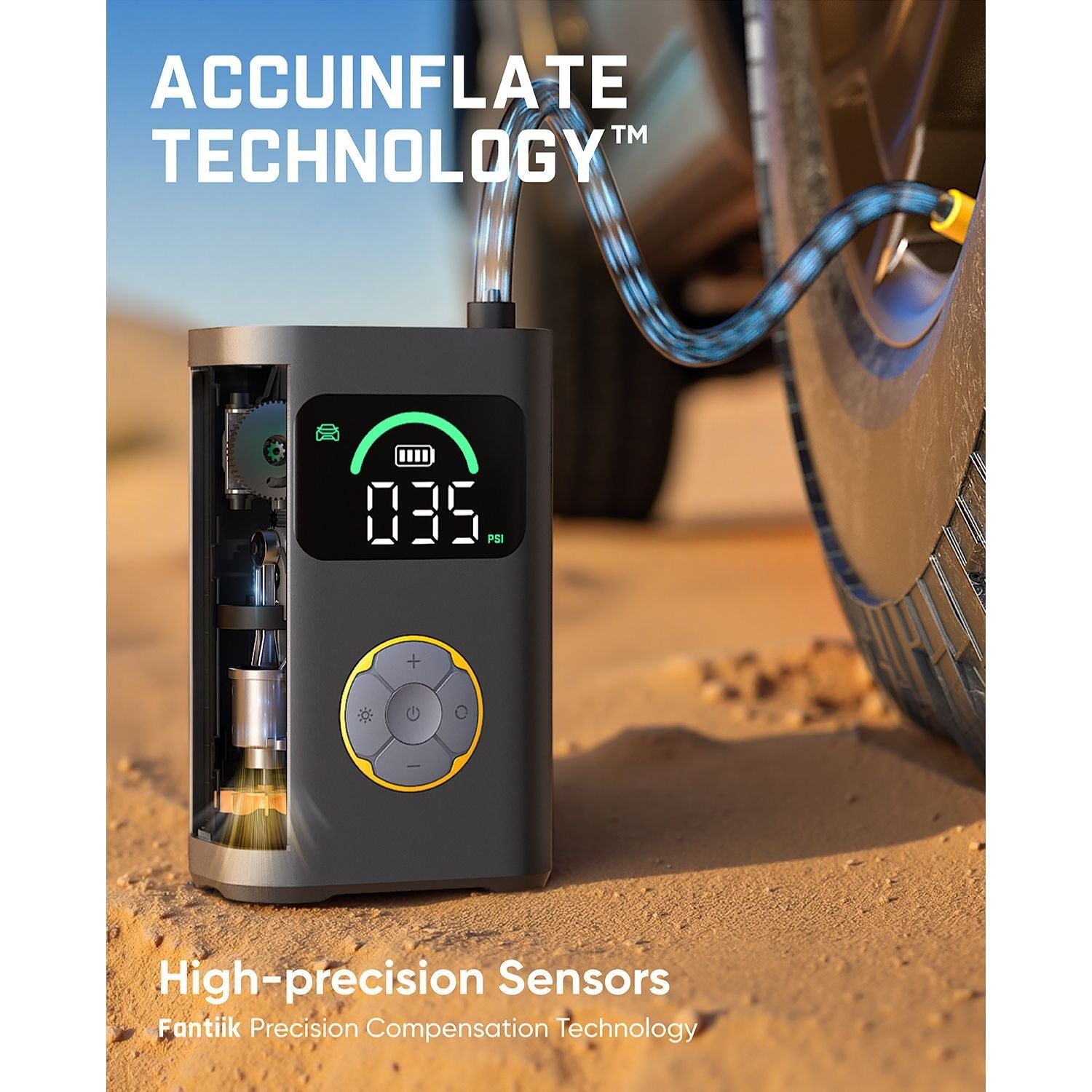 Fanttik X10 Pro Max tire inflator with ACCUINFLATE technology and digital PSI display