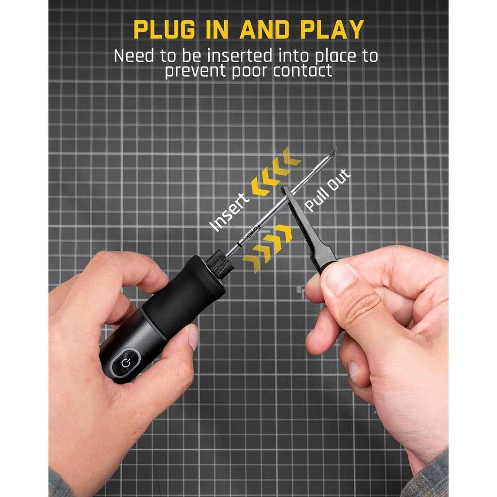 C210 soldering iron tip inserted into T1 Max handle, plug in and play