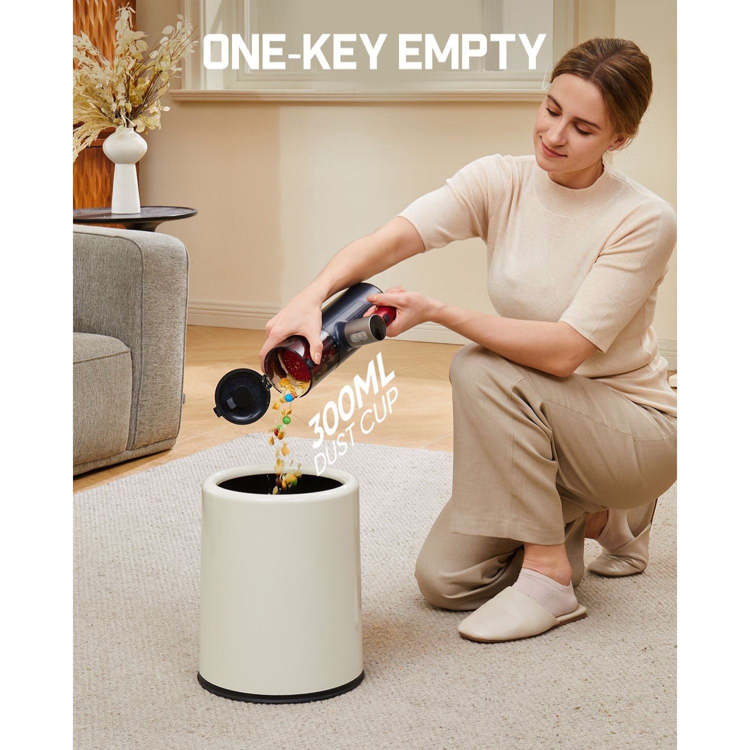 Fanttik Cruise V11 APEX cordless handheld vacuum emptying 300ml dust cup