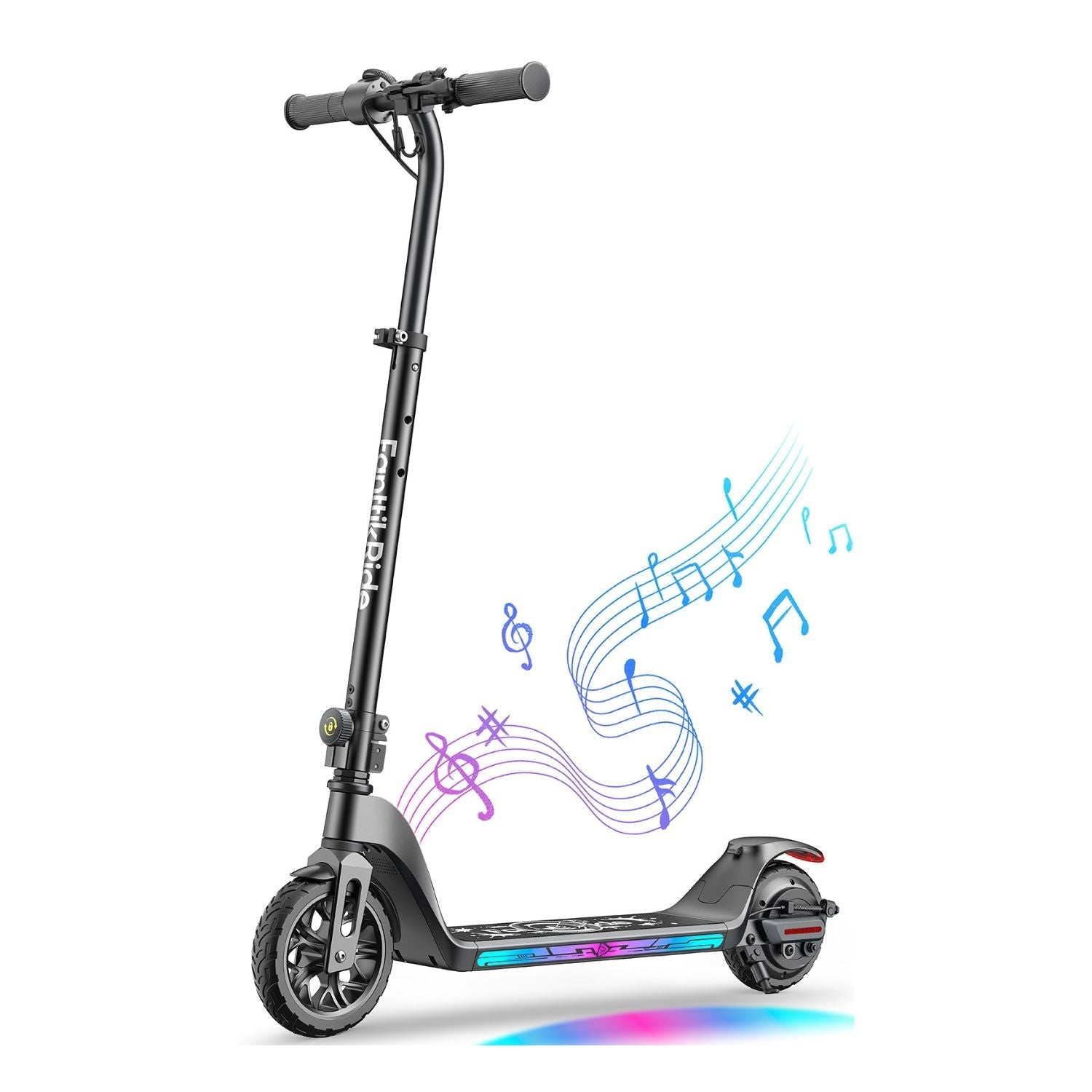 FanttikRide T10 Apex electric scooter for kids with LED lights and Bluetooth speaker, black