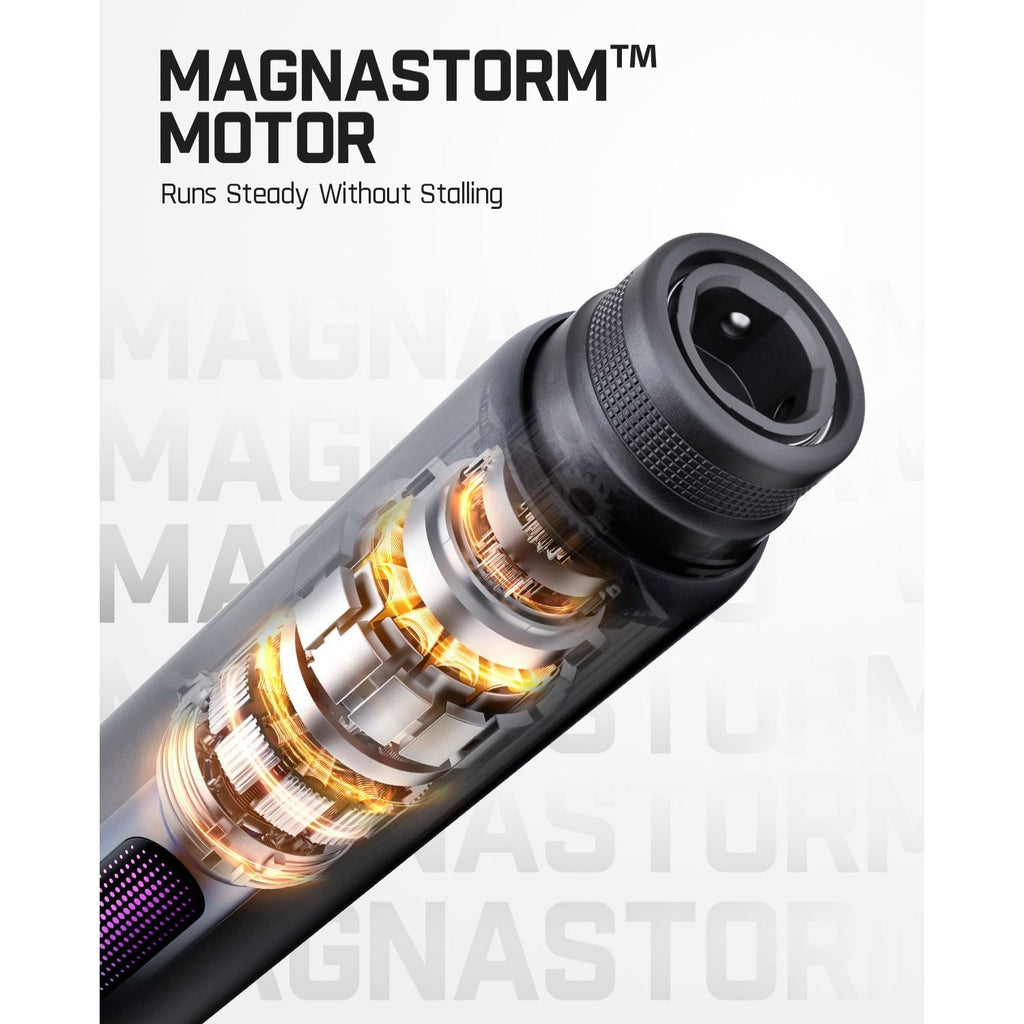 Magnastorm motor with visible internal components on a white background