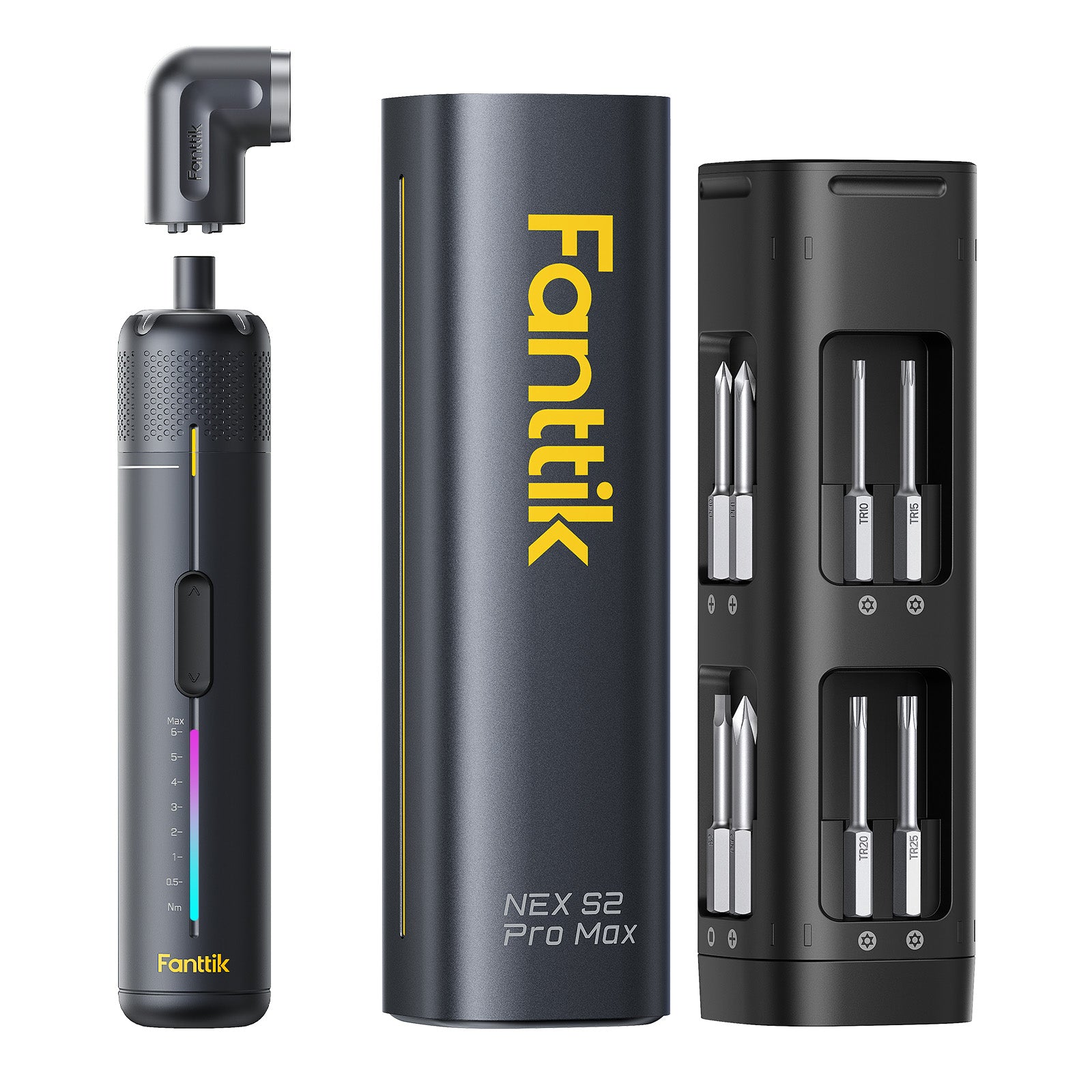 Fanttik S2 Pro Max cordless electric screwdriver with bits and storage case