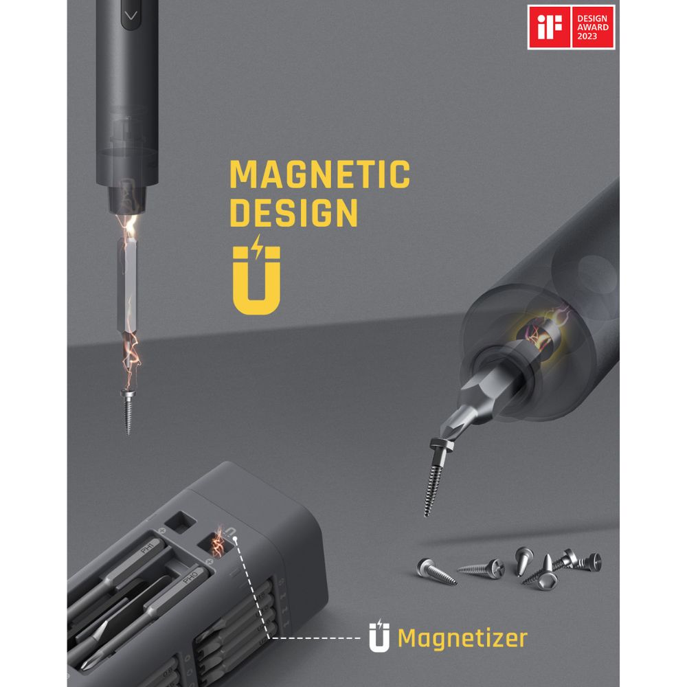 Fanttik S1 Pro and E1 Max electric screwdrivers with magnetic design and magnetizer tool, showcasing screw attraction.