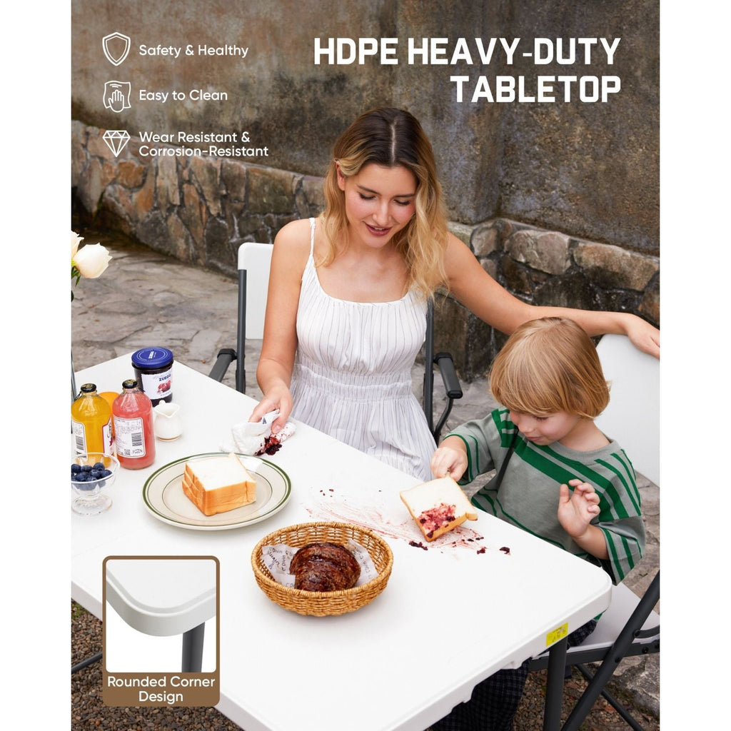 HDPE heavy-duty folding table with rounded corners for outdoor dining