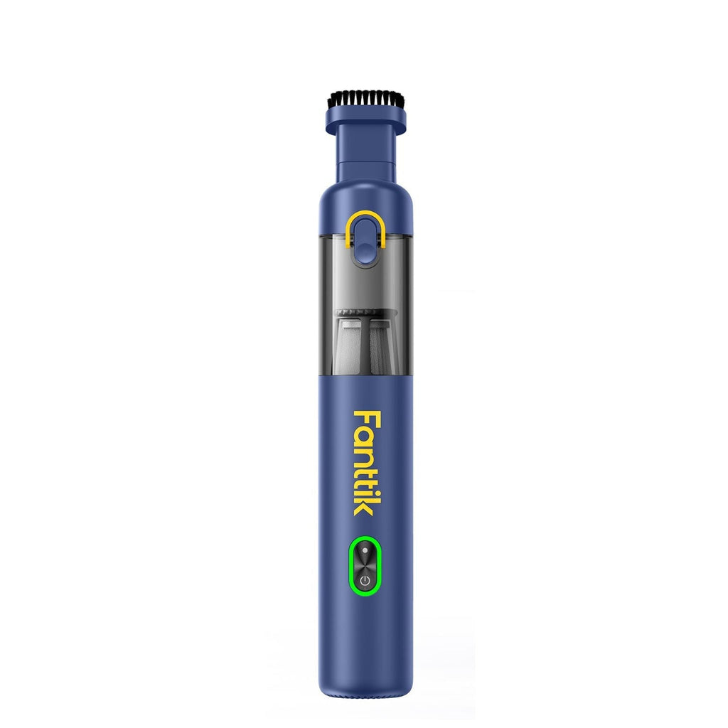 Fanttik V8 Mate cordless car vacuum with brush attachment, blue compact handheld cleaner