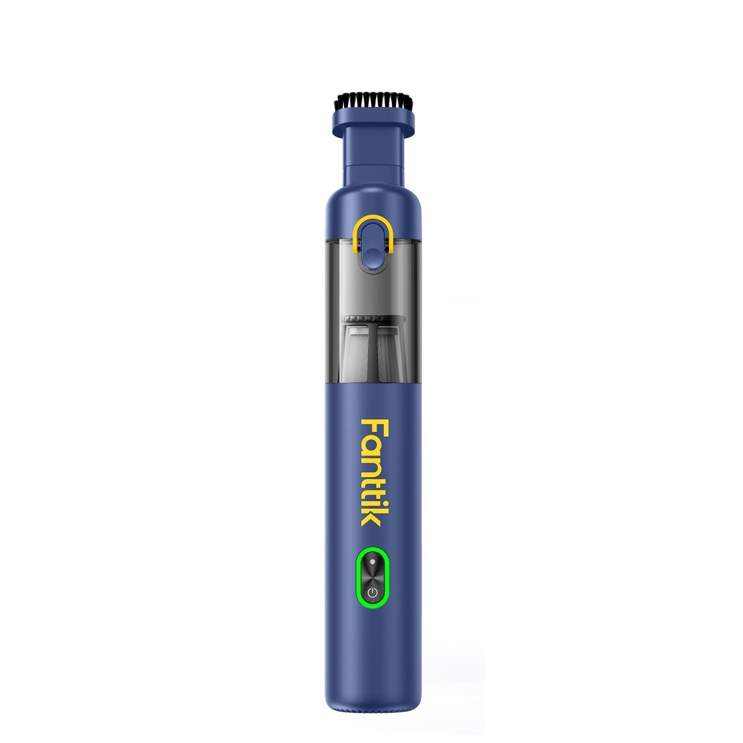 Fanttik V8 Mate cordless car vacuum with brush attachment, blue compact handheld cleaner