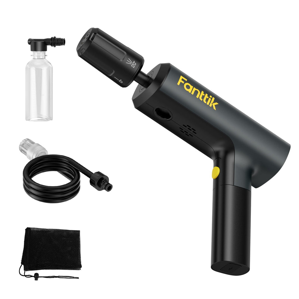 Fanttik NB8 Flip portable cordless electric sprayer with foam bottle, hose, and mesh bag
