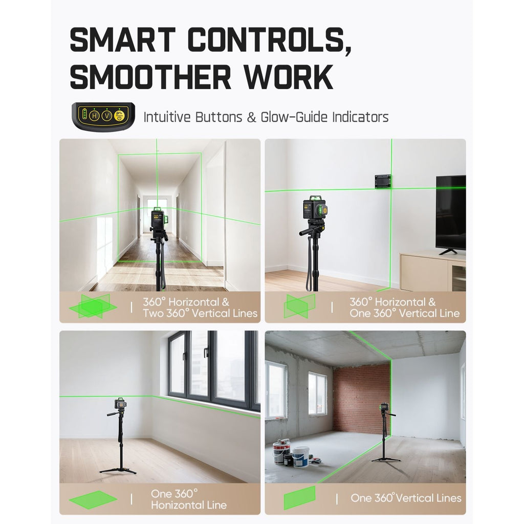 Fanttik D12 Ace laser level projecting 360° horizontal and vertical lines for efficient work