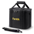Fanttik carrying bag for X9 Ultra tire inflator, black, with yellow logo, handles, and shoulder strap.