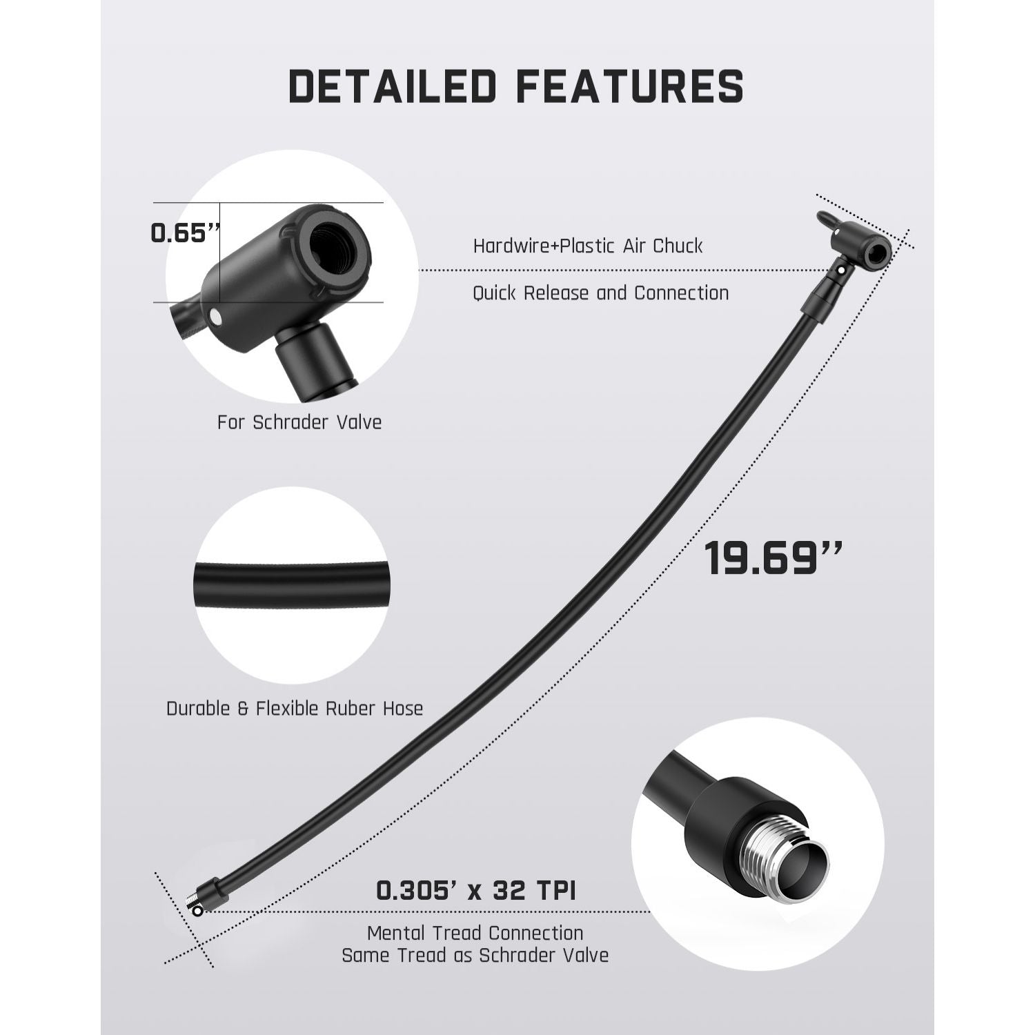Fanttik Air Pump Extension Hose Adapter