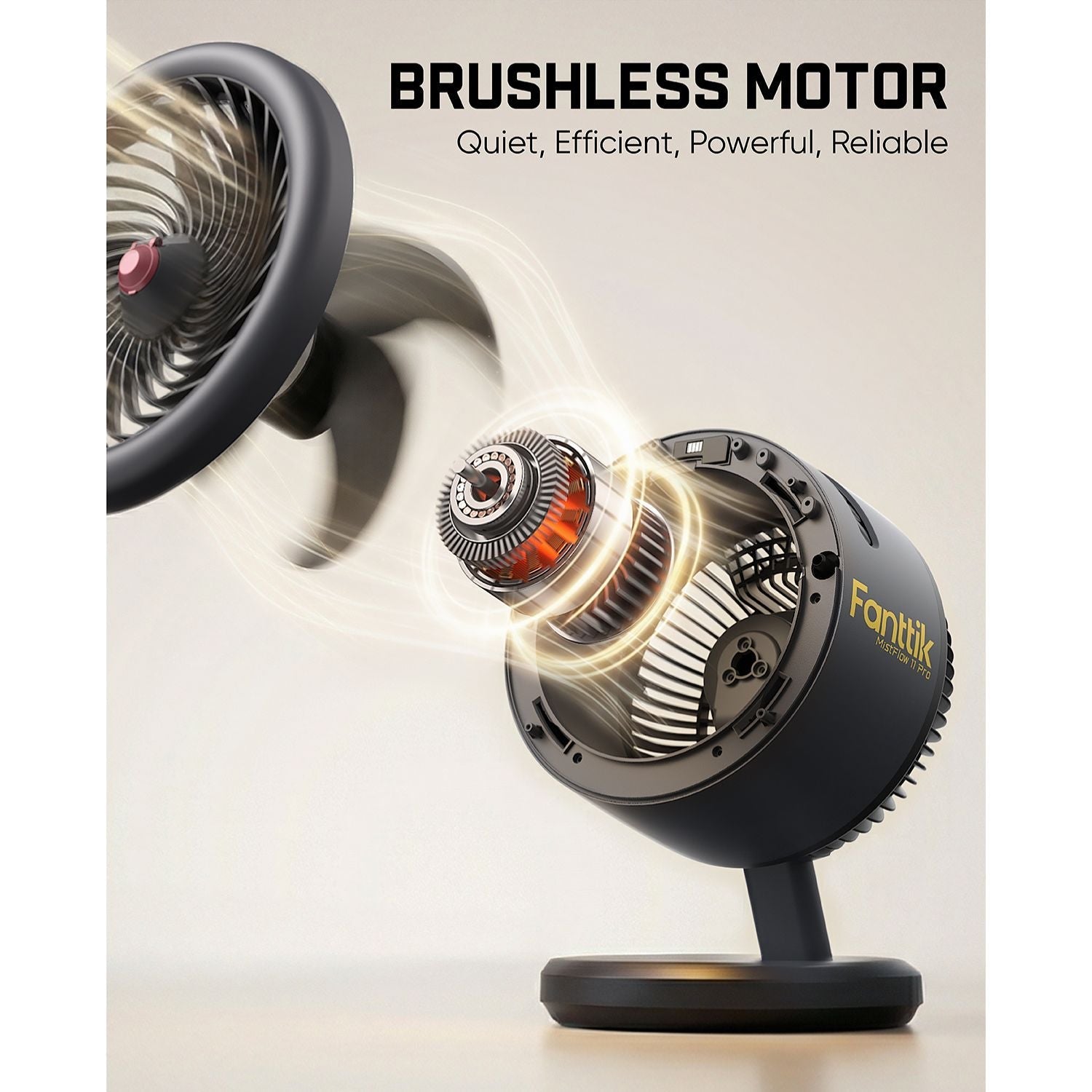 Fanttik MistFlow 11 Pro Cordless Misting Fan with brushless motor technology on a white background