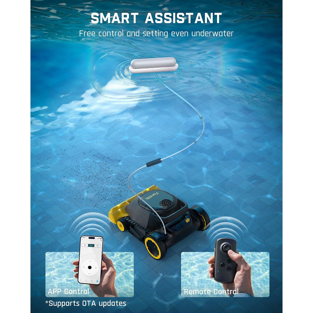 Fanttik Aero X pool cleaner: smart assistant with app & remote control. Operates underwater.
