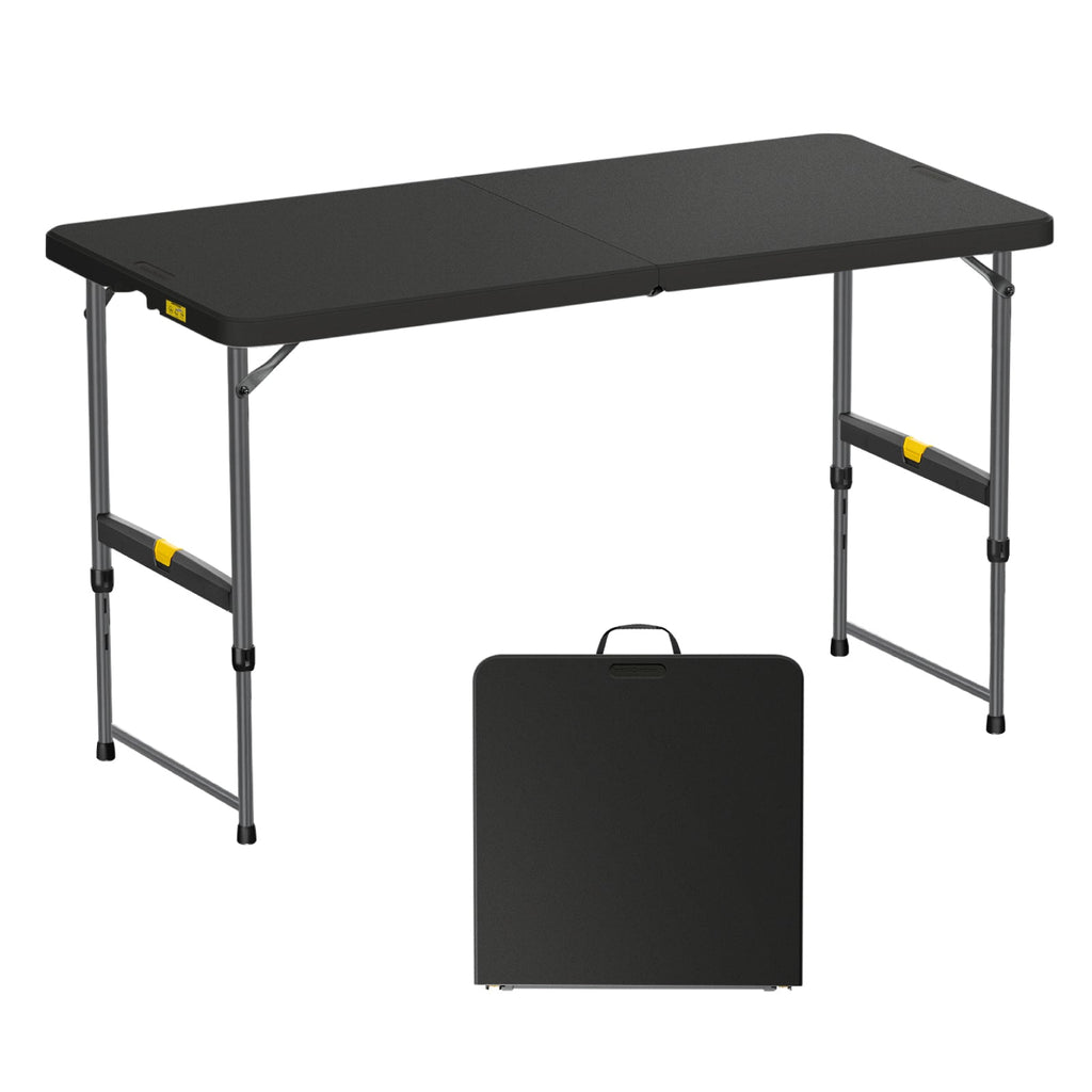 FanttikOutdoor Zeta X4 Pro 4ft folding table, black portable adjustable-height table with carry handle