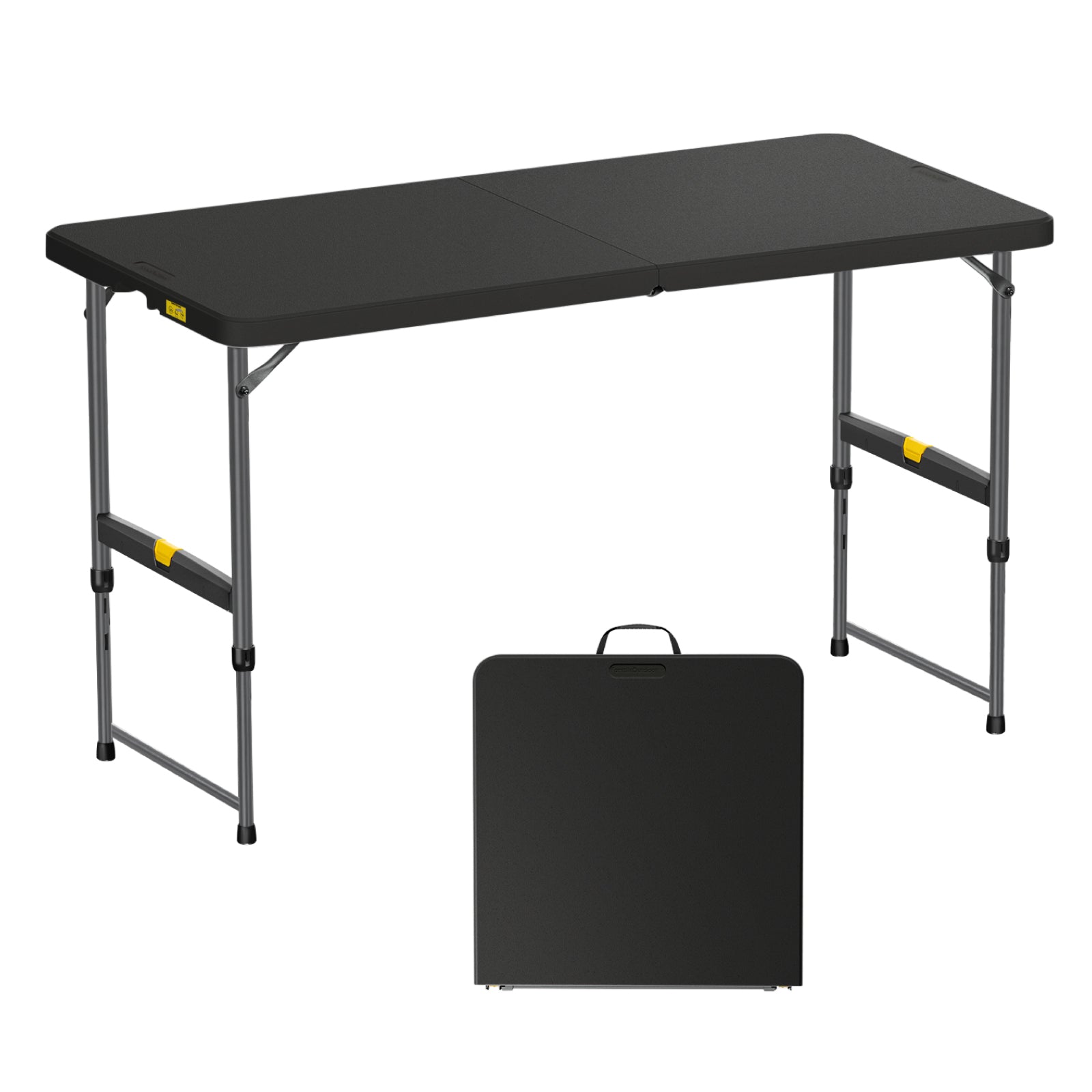 FanttikOutdoor Zeta X4 Pro 4ft folding table, black portable adjustable-height table with carry handle