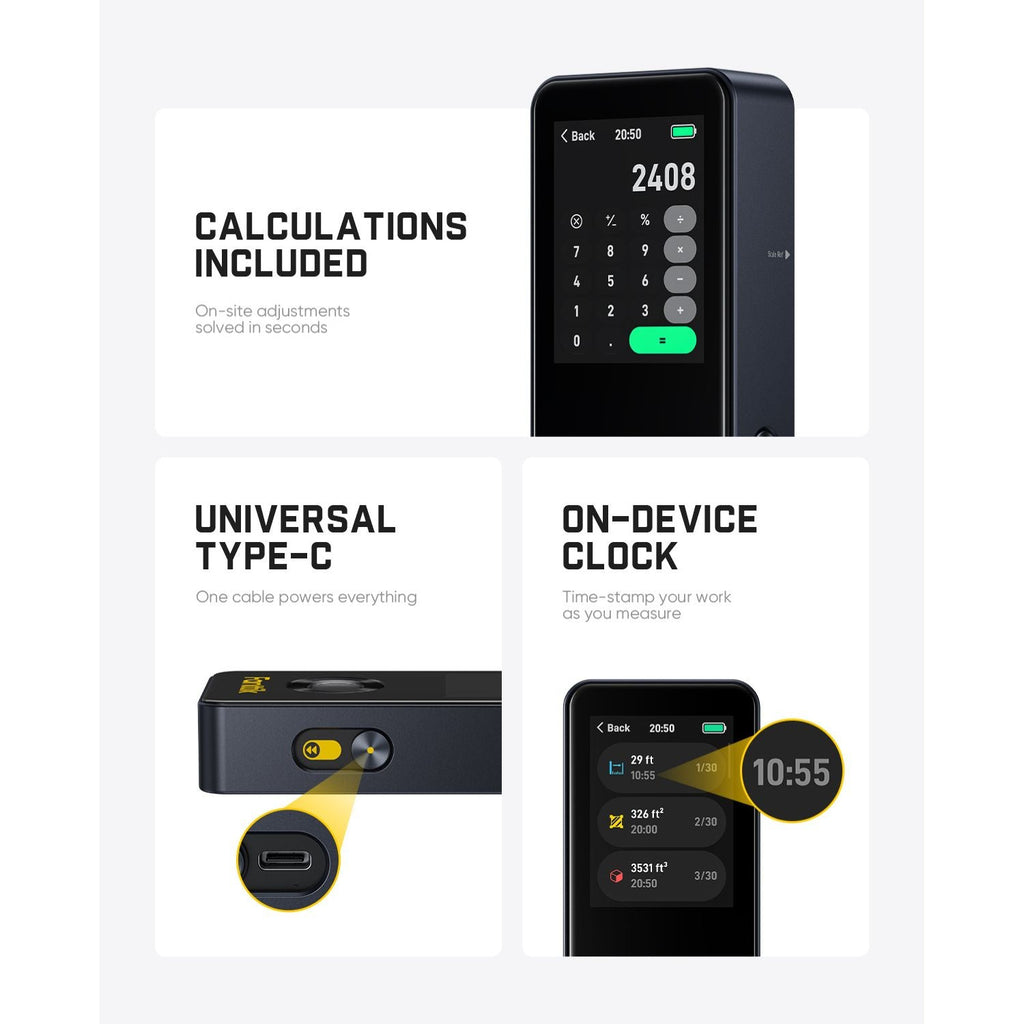 Fanttik Neo A11 Pro Laser Measuring Tool with digital display and charging cable on a white background