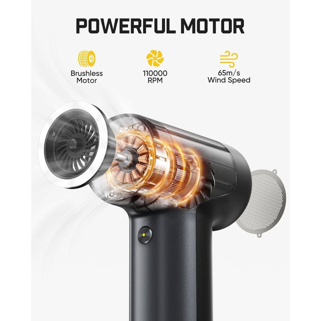 Fanttik B10 Pro electric air duster with powerful brushless motor, 110000 RPM, and 65m/s wind speed.