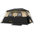 FanttikOutdoor Zeta C6 Pro Max 6-person camping tent with double roof, mesh windows, and yellow accents.