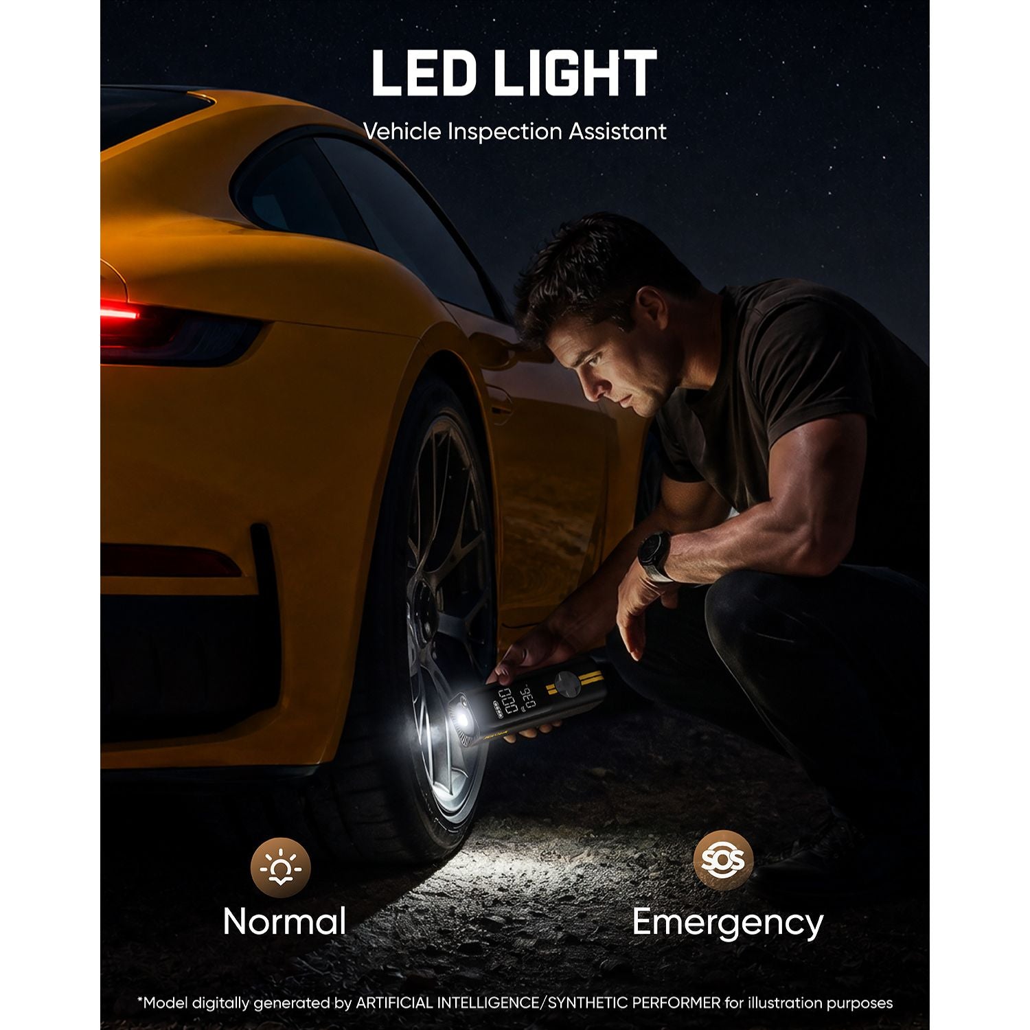 Fanttik X8 APEX tire inflator LED light for vehicle inspection and emergency use