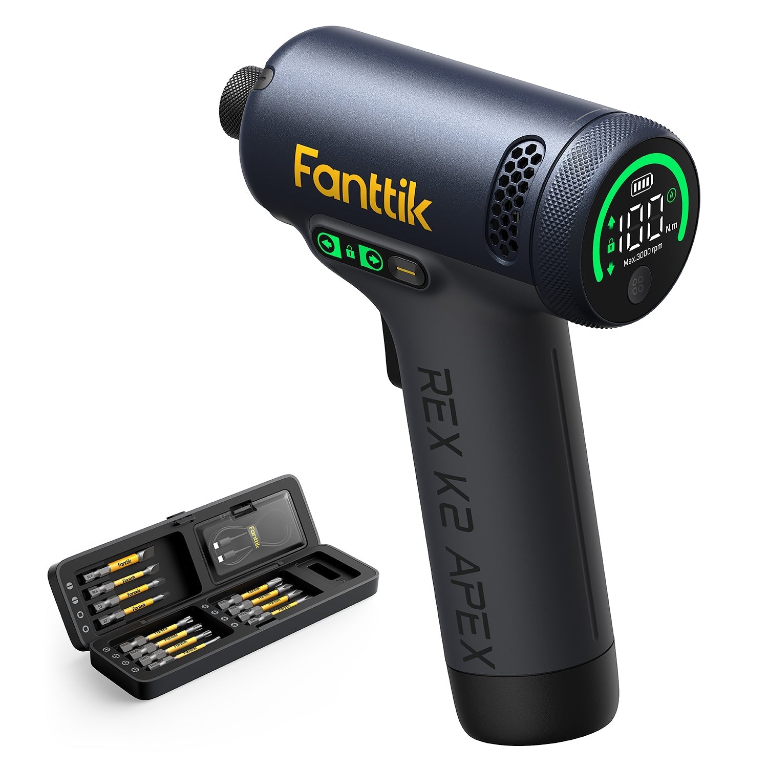 Fanttik REX K2 APEX impact driver with bit set, compact cordless drill tool