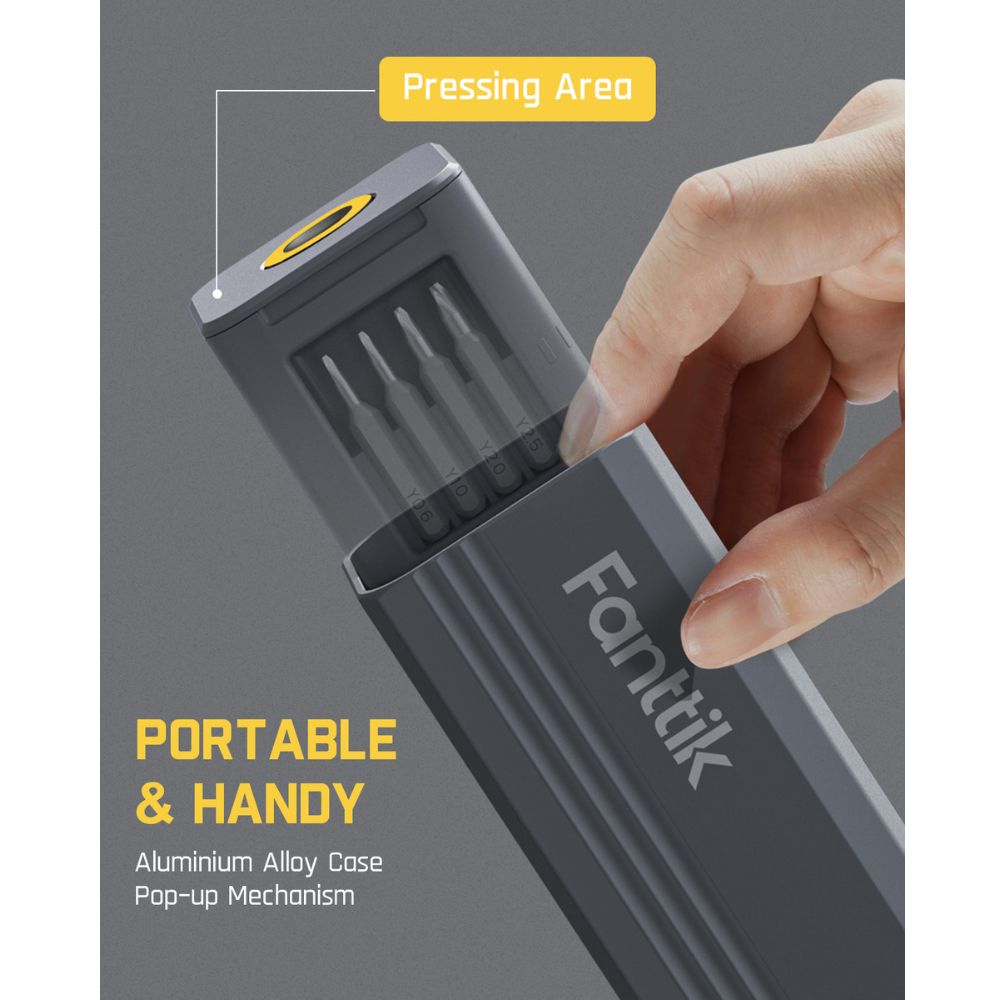 Fanttik X5 MAX precision screwdriver case with pop-up bits, portable aluminum alloy design