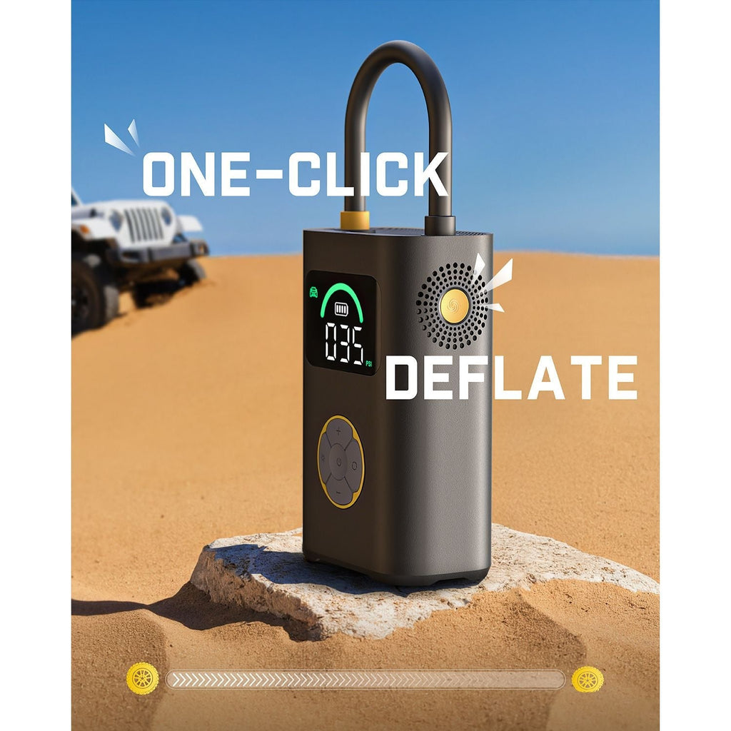 Fanttik X10 Pro Max tire inflator with one-click inflate and deflate display