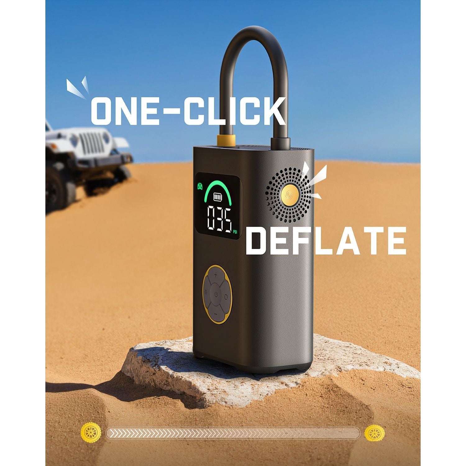 Fanttik X10 Pro Max tire inflator with one-click inflate and deflate display