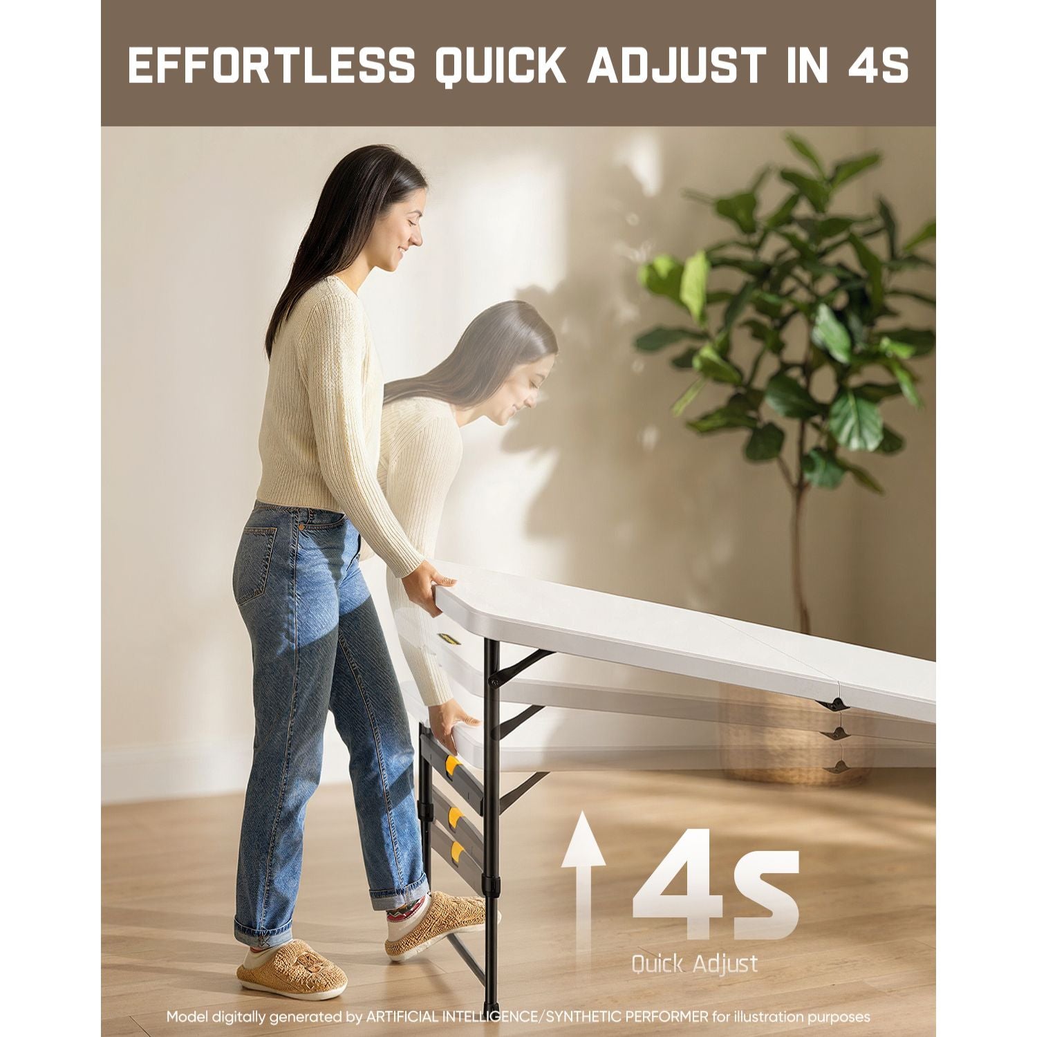 FanttikOutdoor Zeta X6 Pro folding table being quickly adjusted to different heights