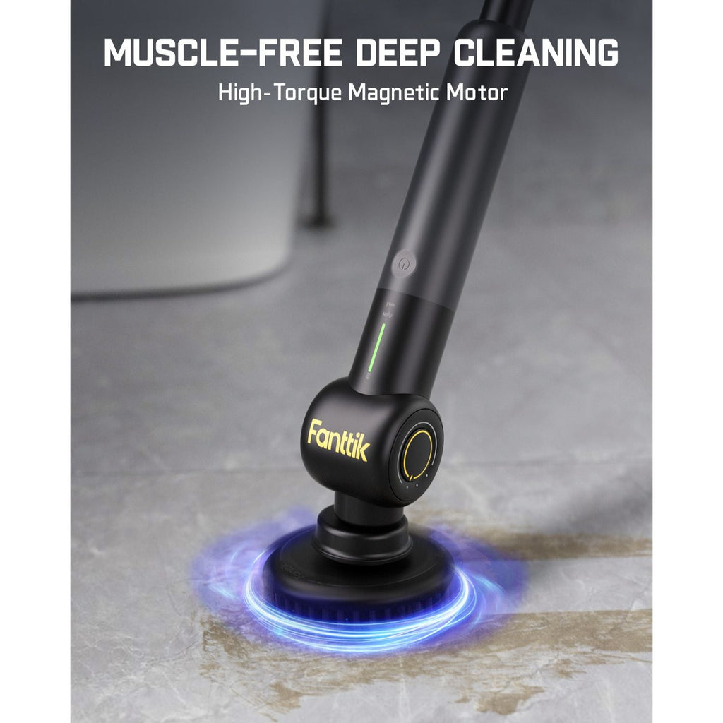 Fanttik G9 Pro Electric Scrubber, Dual-Speed (230/325 RPM) Rotary Cleaner with 6 Brush Heads, Adjustable Angle & Extendable Handle, IPX7 Waterproof, Type-C Charging for Bathroom, Tile, Grout