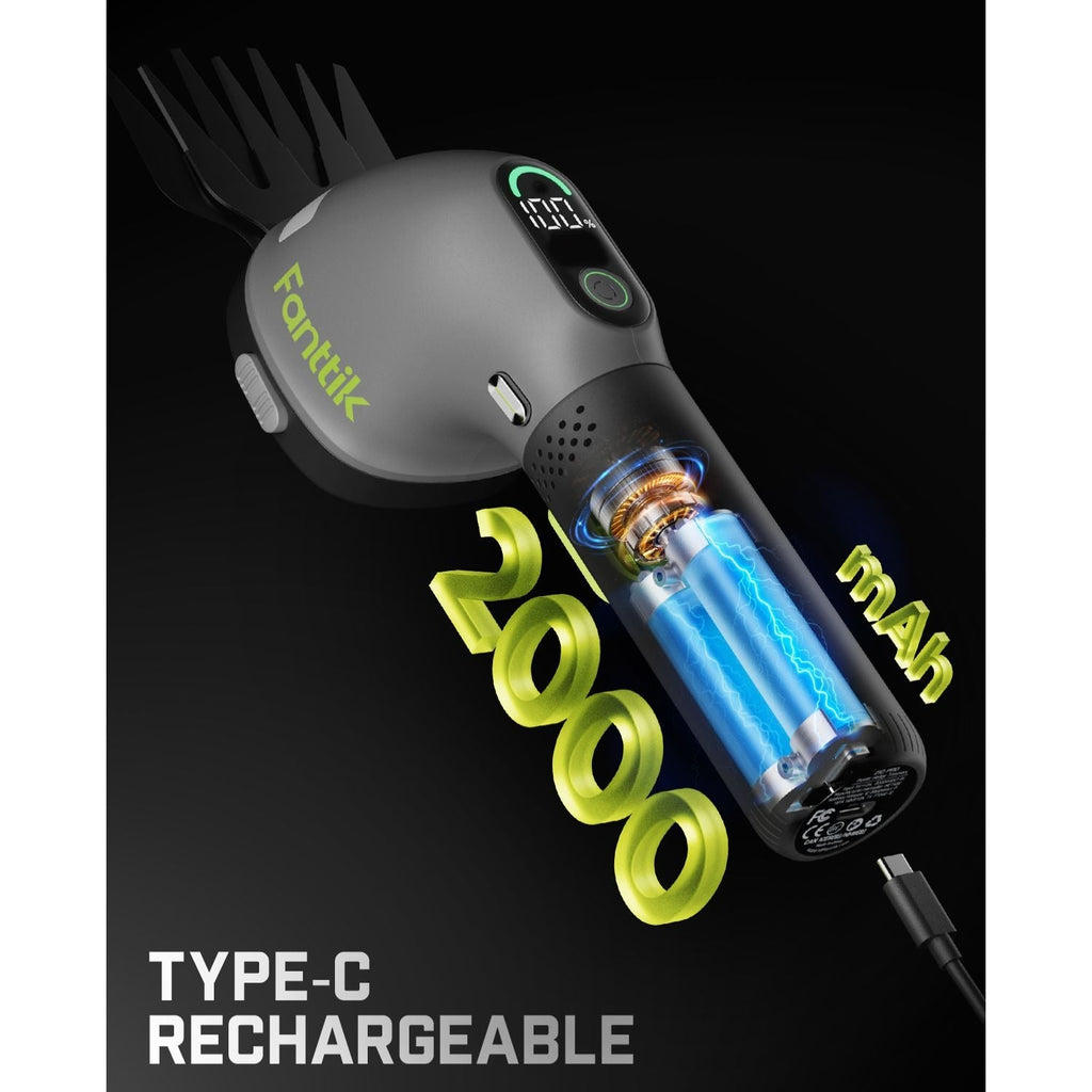 Fanttik Z10 Pro cordless hedge trimmer with 2000mAh Type-C rechargeable battery and digital display