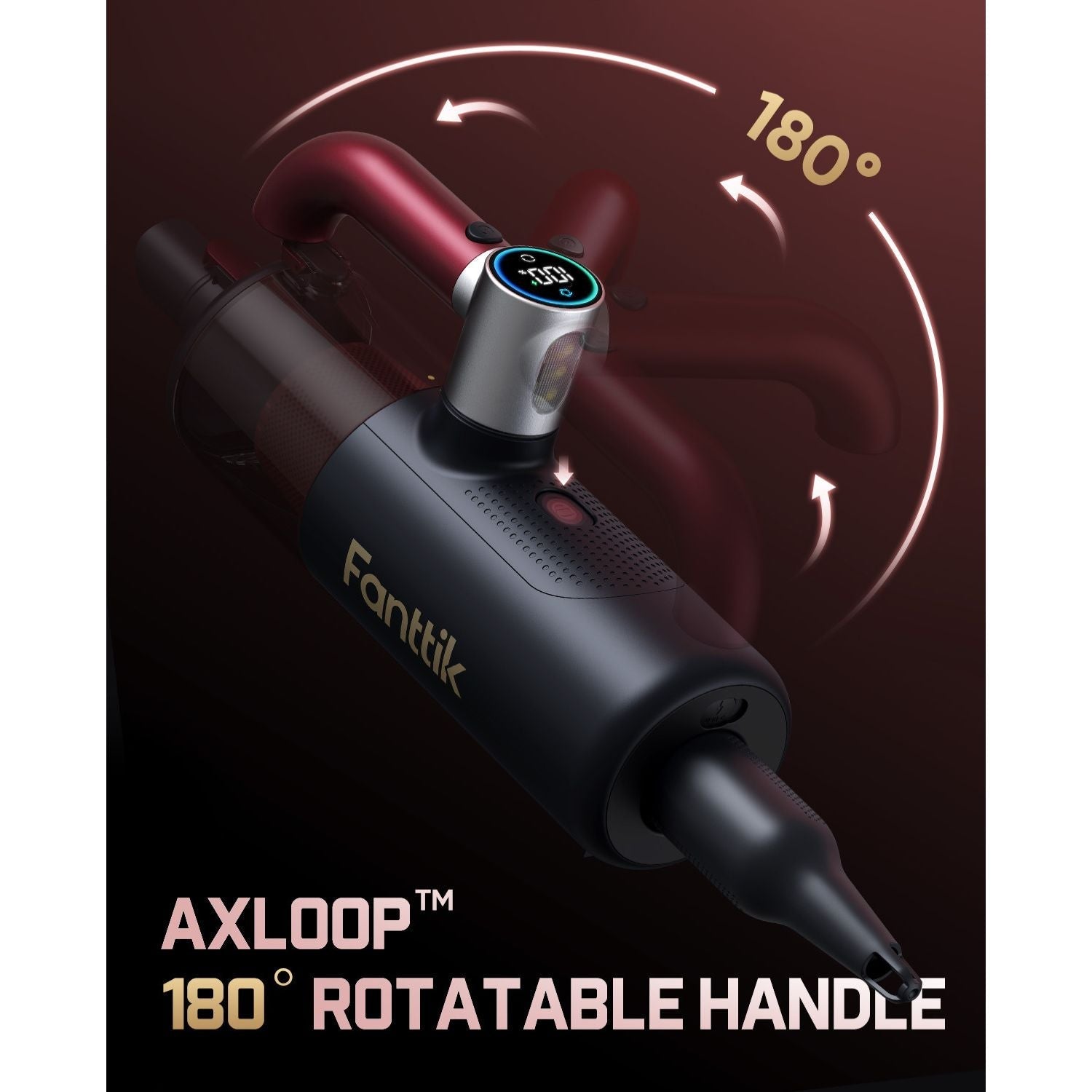 Fanttik Cruise V11 APEX handheld vacuum with 180° rotatable handle and digital display