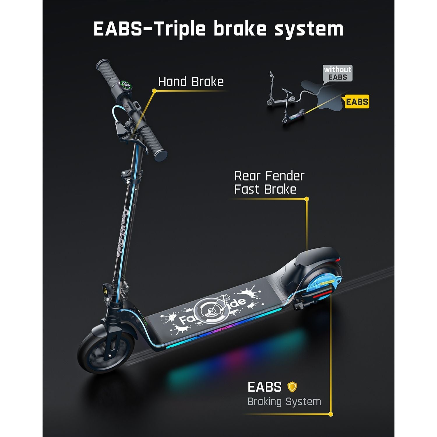 FanttikRide T10 Apex electric scooter with EABS triple brake system, hand brake, and rear fender brake.