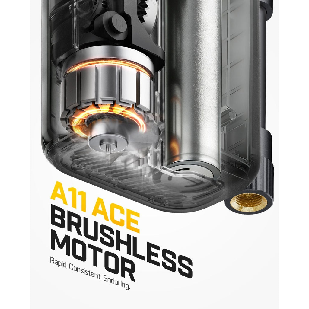 Fanttik X11 Ace brushless motor with A11 ACE text for compact bike pump