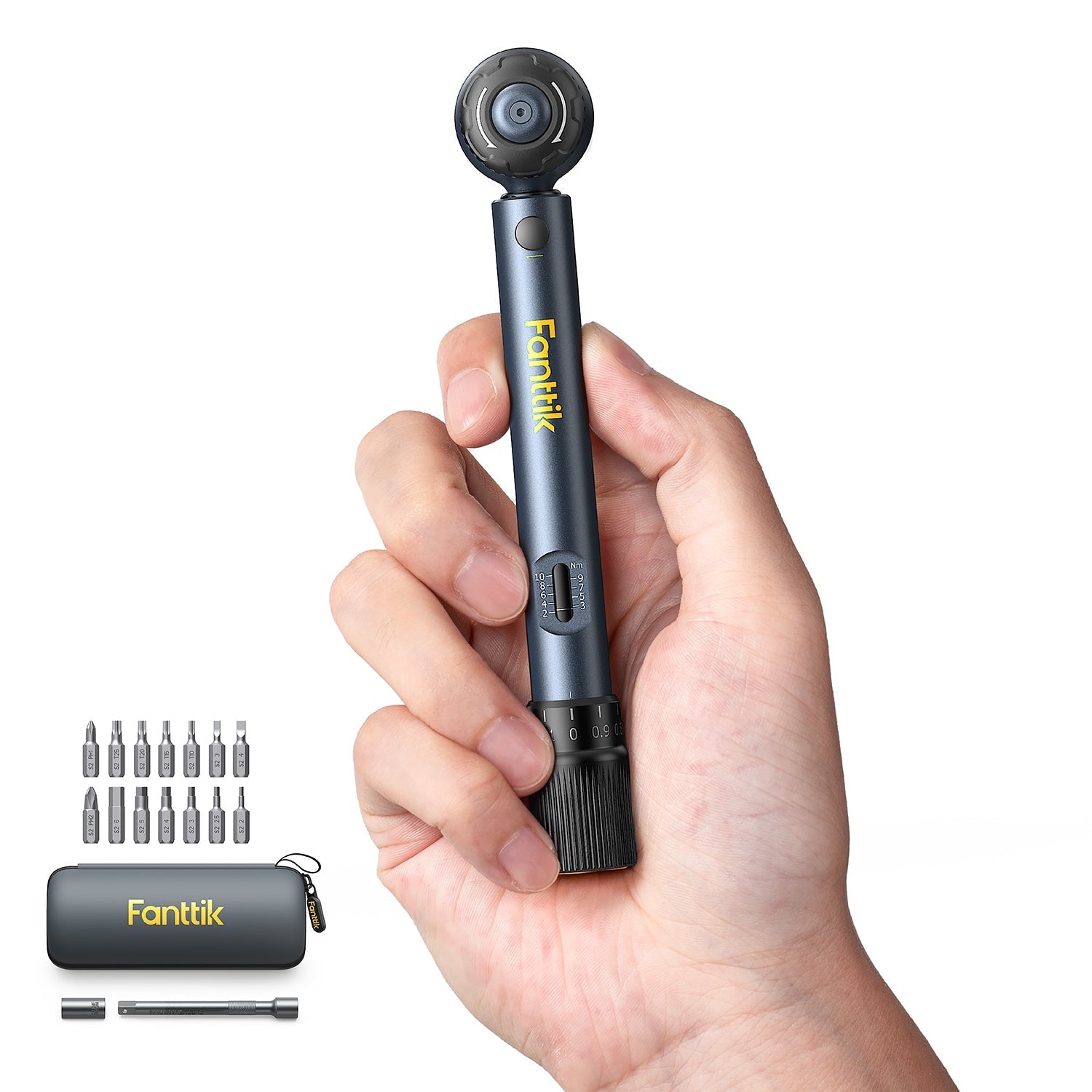 Fanttik WB10 Nova 1/4 inch drive click torque wrench set with 14 bits and carrying case.