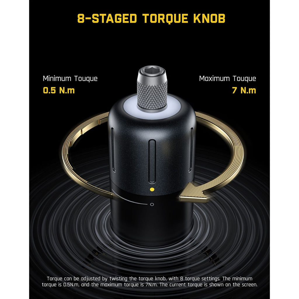 Fanttik Fold S1 APEX cordless screwdriver 8-staged torque knob with 0.5-7 N.m range and LED display