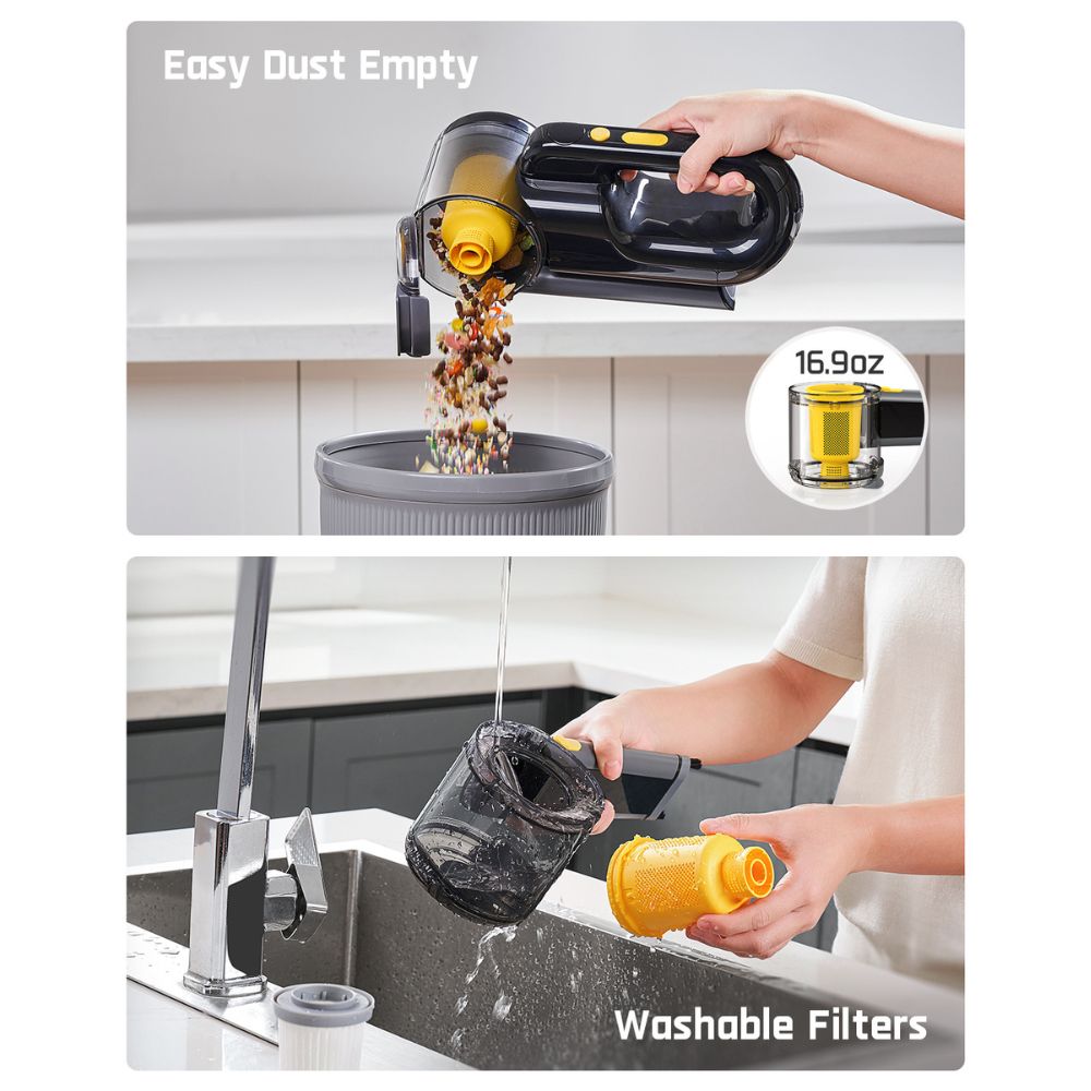 Fanttik V10 Apex car vacuum with easy dust empty feature and washable filters.