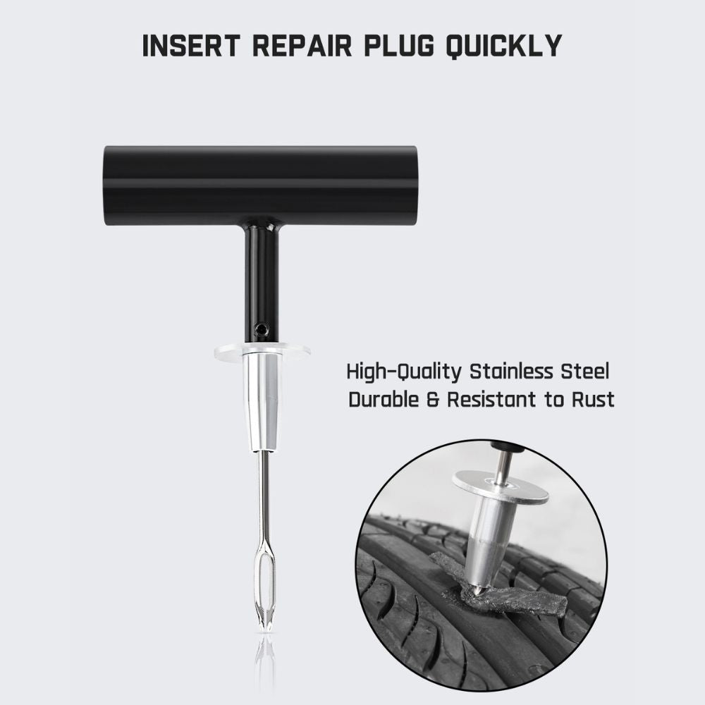 Fanttik tire repair tool with T-handle and stainless steel insertion point, for quick plug repair.