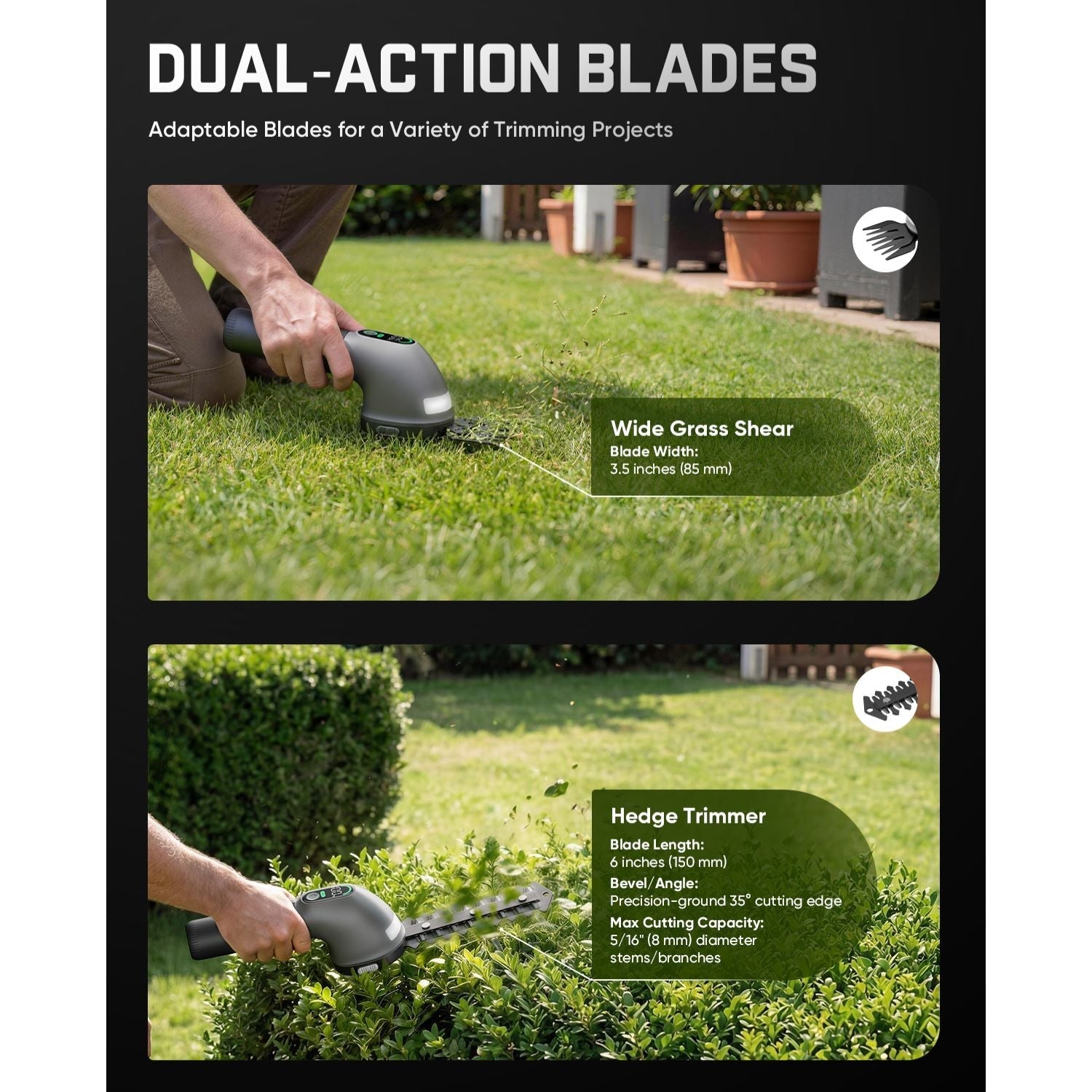 Fanttik Z10 Pro cordless hedge trimmer with dual-action blades for grass shearing and hedge trimming