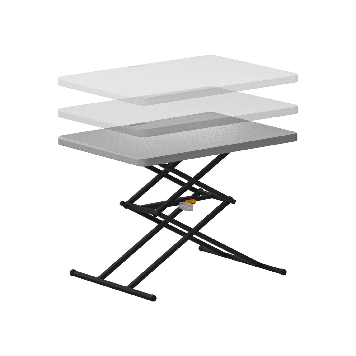 FanttikOutdoor Zeta X1 Pro table showing 3 adjustable heights: 21", 25", and 28". White textured top, black frame.