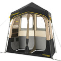 FanttikOutdoor Zeta A2 Pro two-room shower tent, black and beige, with privacy curtains