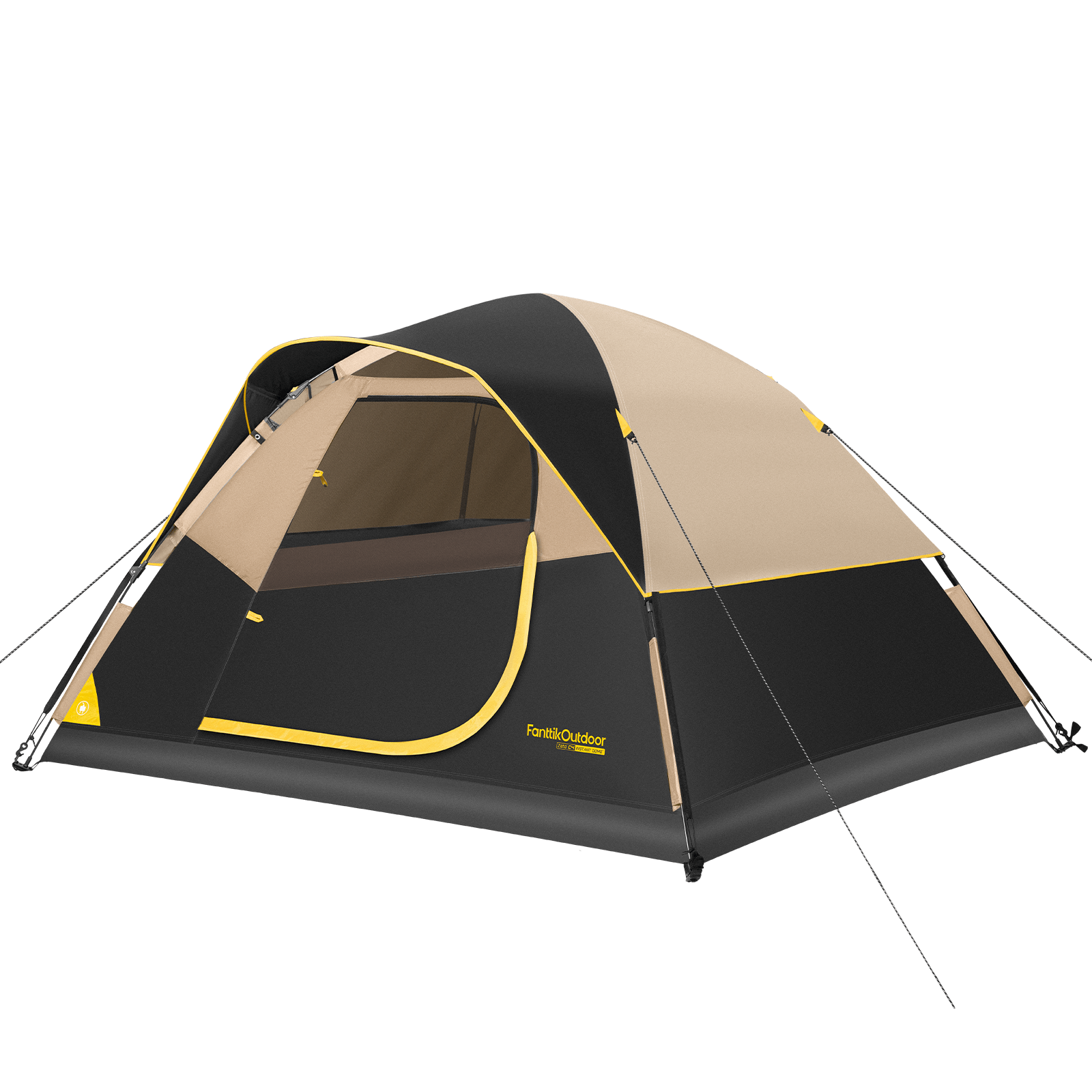 FanttikOutdoor Zeta C2/C3/C4 dome tent in black and beige with yellow trim