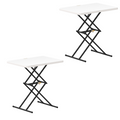 FanttikOutdoor Zeta X1 Pro 28" quick pop-up table (2-Pack) with white tabletop and black scissor legs.