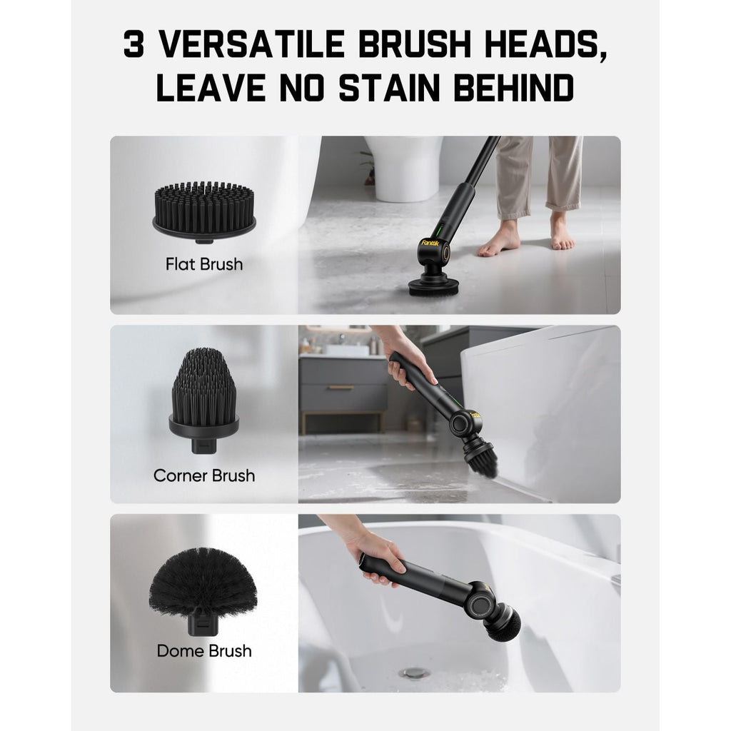 Fanttik 3-in-1 Brush Head Set, designed for deep cleaning in bathrooms, bathtubs, sinks, tile floors, grout lines, and more—perfect for tackling a variety of tough cleaning tasks