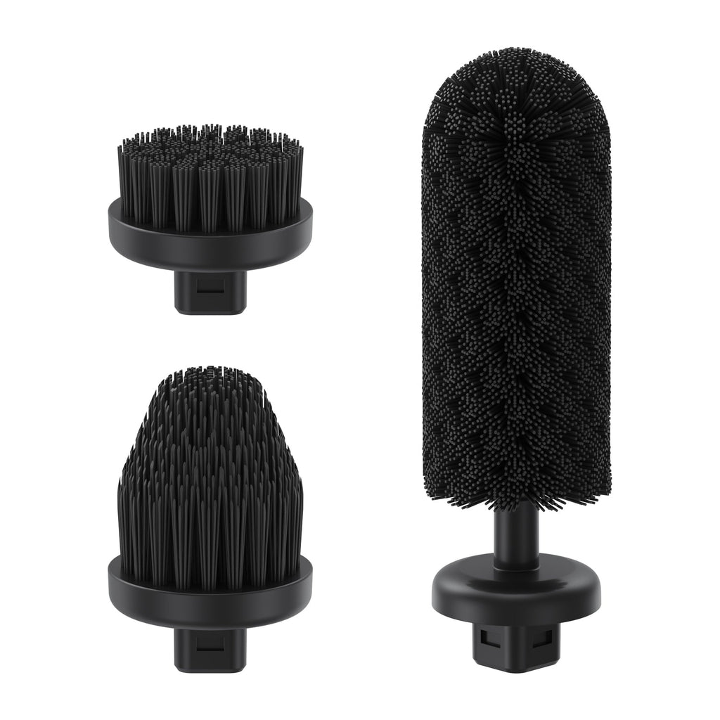 3 replacement brush heads for G9 Handy Spin Scrubber, black 3-in-1 cleaning brushes