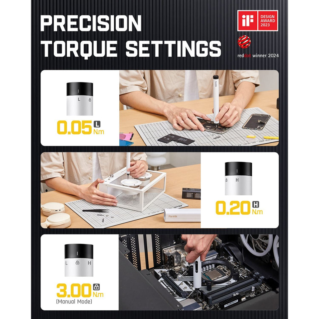 Fanttik E1 MAX precision electric screwdriver with precision torque settings for electronics and DIY repairs