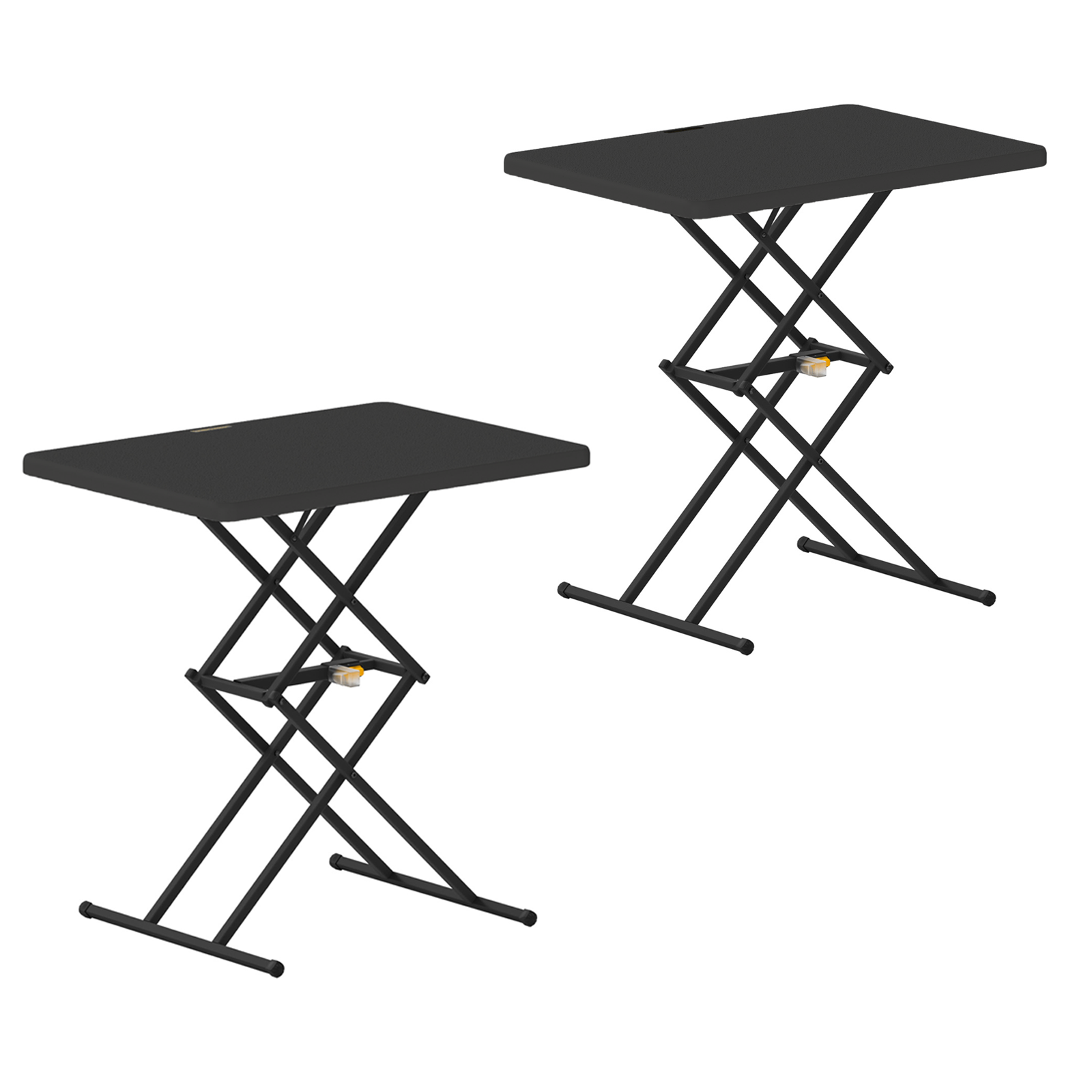 Two black FanttikOutdoor Zeta X1 Pro 28" quick pop-up tables with adjustable scissor legs.