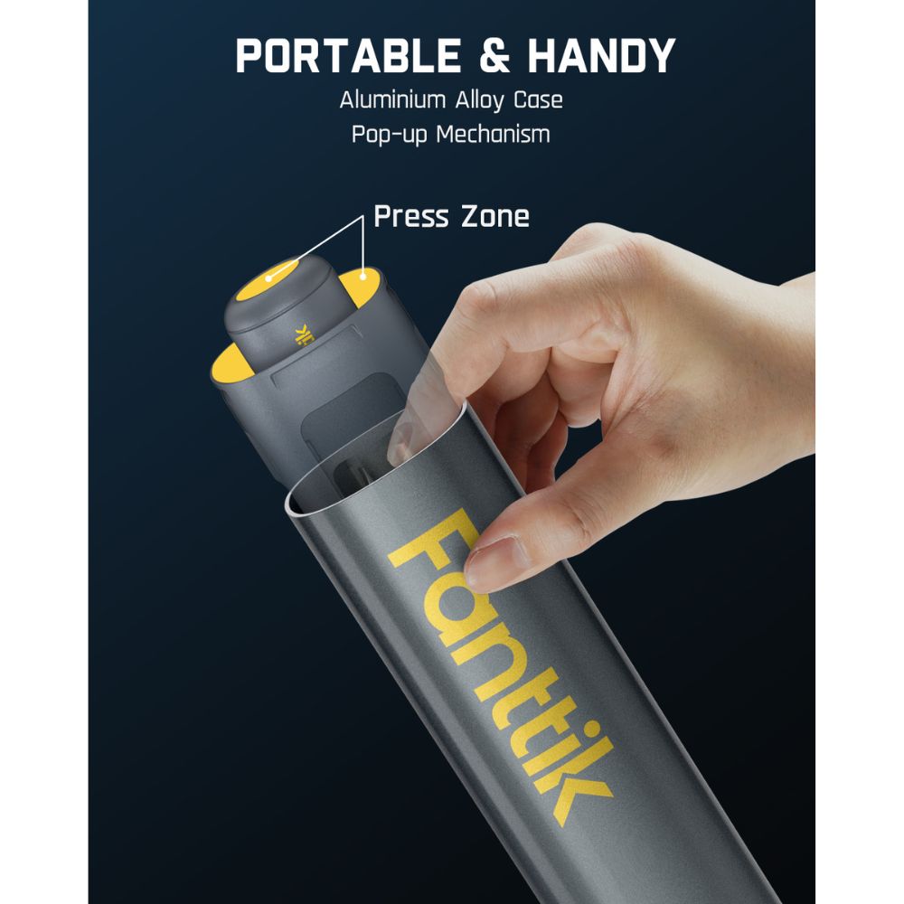 Fanttik electric screwdriver magnetic aluminum alloy case with pop-up mechanism and press zone