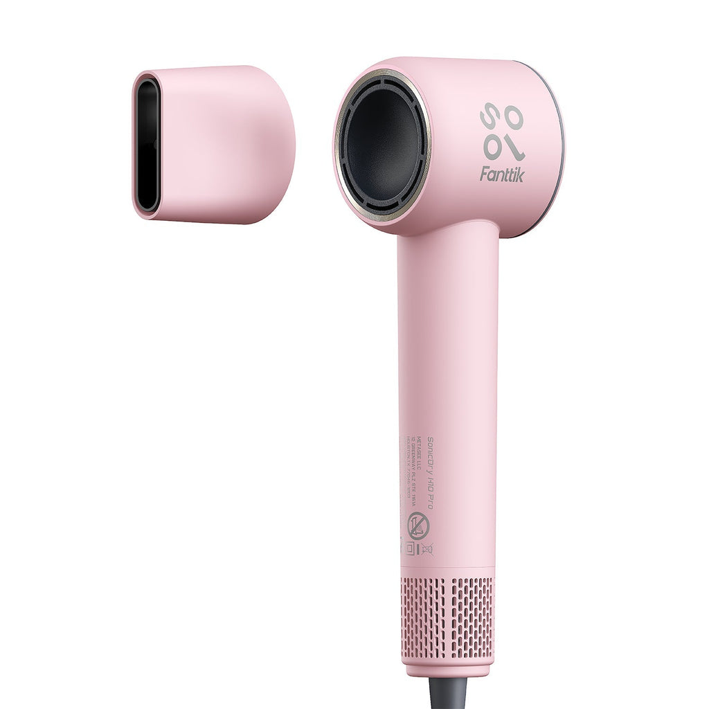 FanttikSolo SonicDry H10 PRO pink hair dryer with nozzle attachment
