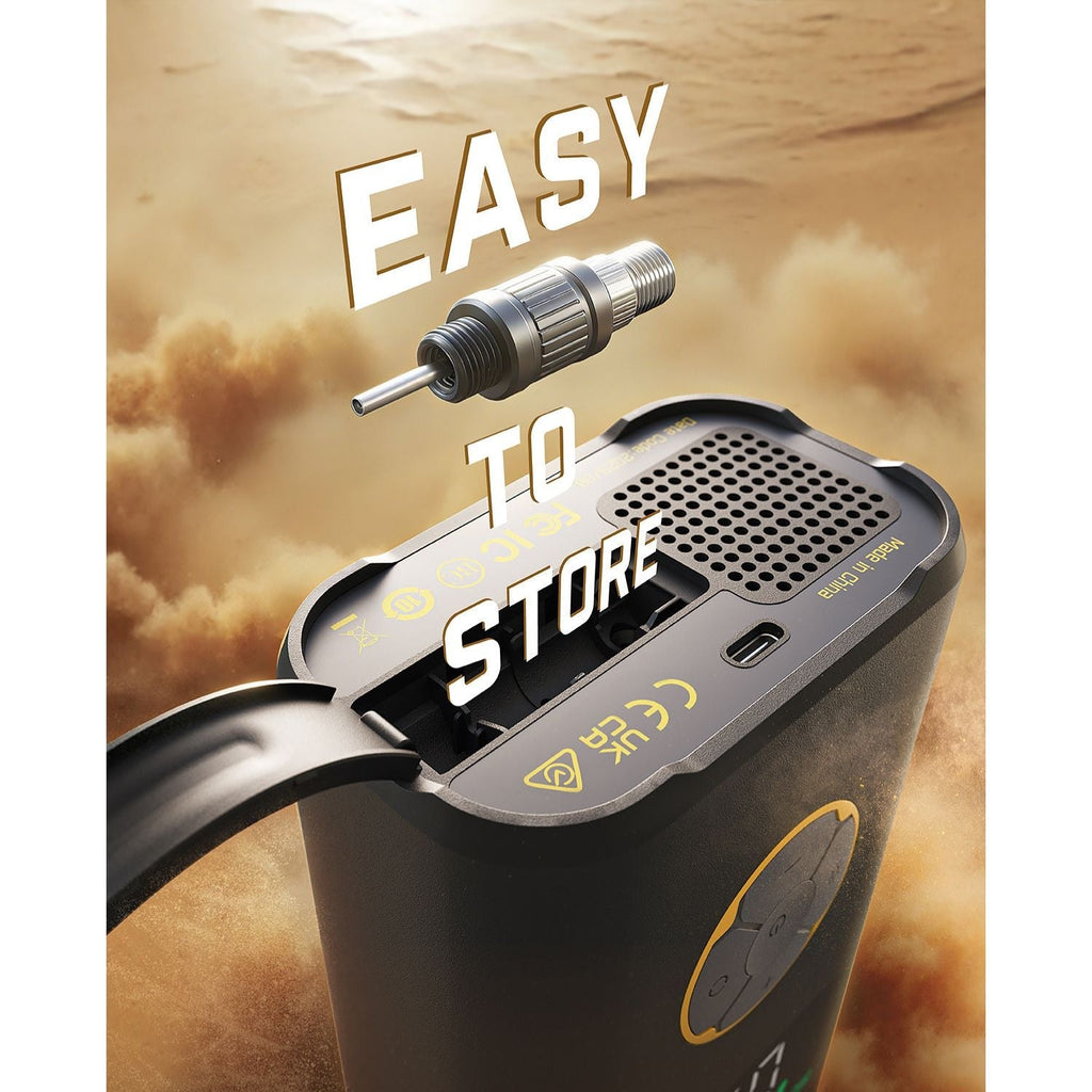 Fanttik X10 Pro Max tire inflator nozzle and storage compartment, easy-to-store accessory design