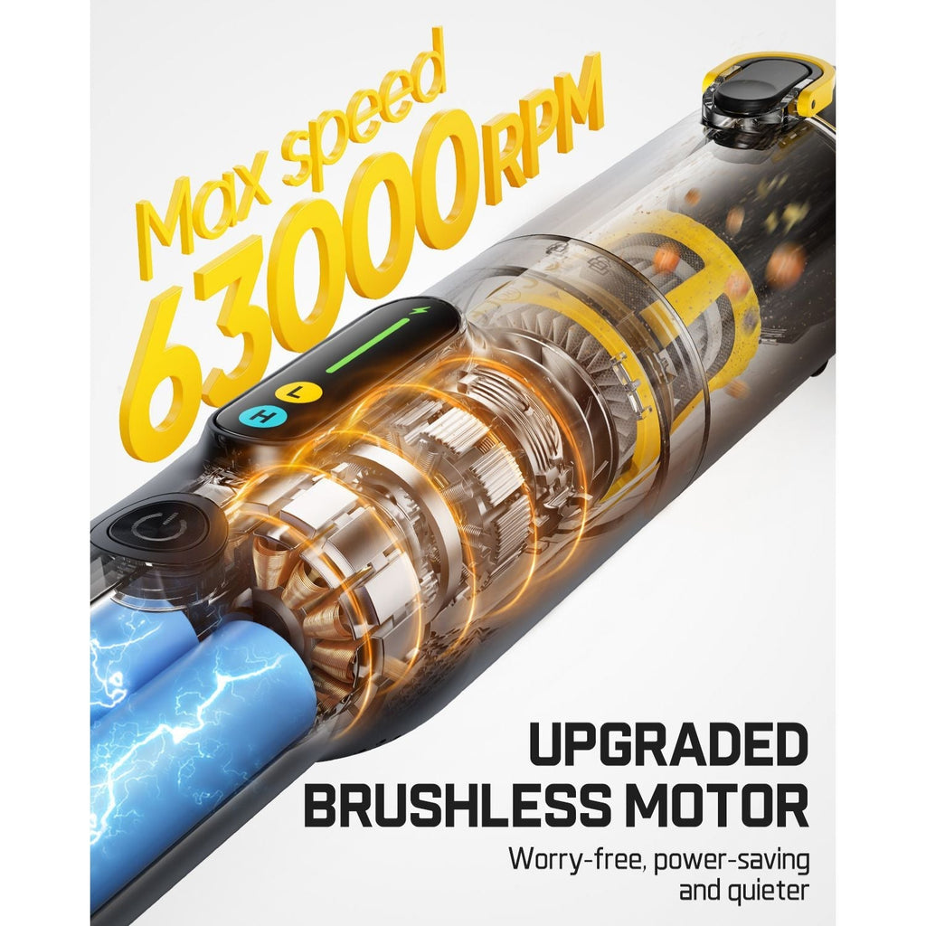 Fanttik Slim V10 Lite cordless handheld vacuum with upgraded brushless motor, 63000 RPM max speed and dual suction modes.